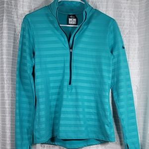 Nike pro 3/4 zip up light blue striped j size M